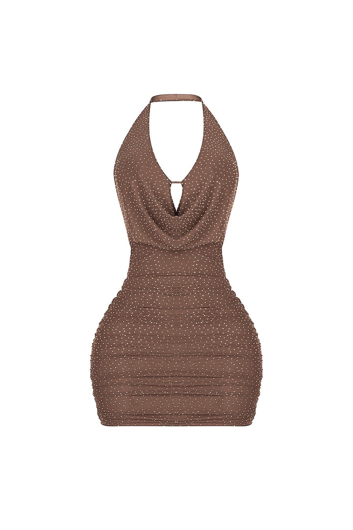 Crystelle Rhinestone Mesh Mini Dress