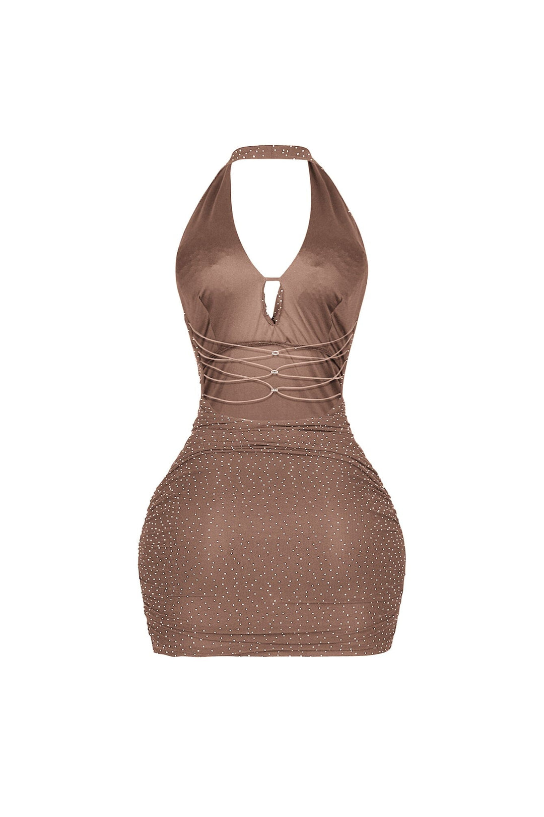 Crystelle Rhinestone Mesh Mini Dress