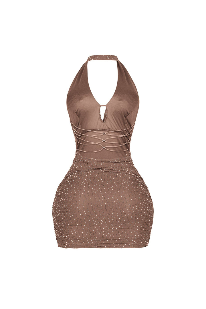 Crystelle Rhinestone Mesh Mini Dress