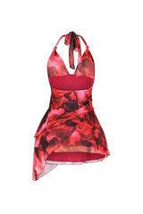 Bluewave Mesh Print Halter Mini Dress