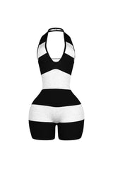 Solace Stripe Lace Up Romper