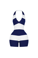 Solace Stripe Lace Up Romper