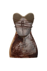 Sweet Goodbye Print Mesh Micro Mini Dress