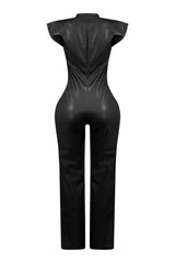 Kaiya PU Button Down Jumpsuit