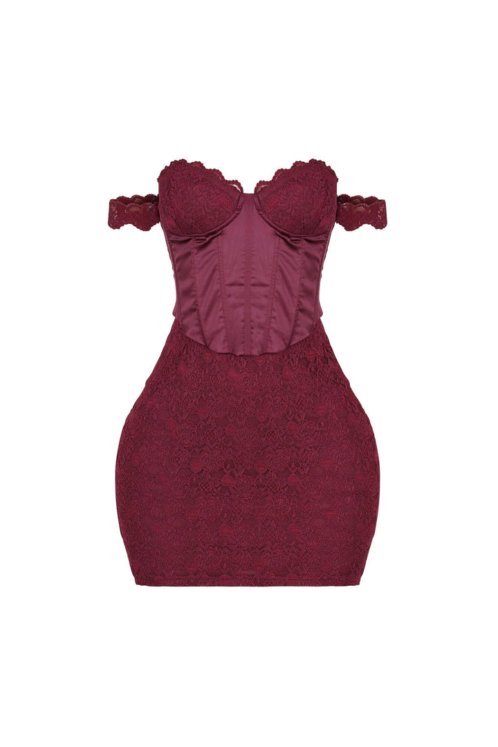 Fever Lace Off Shoulder Mini Dress