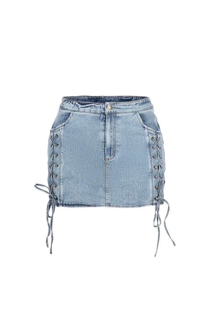 Indie Lace Up Mini Skirt