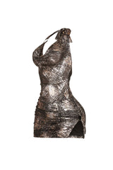 Eclipse Foil Halter Mini Dress