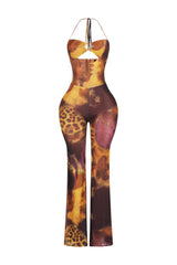 Volcanic Mesh Print Cut Out Jumpsuit