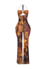 Volcanic Mesh Print Cut Out Jumpsuit