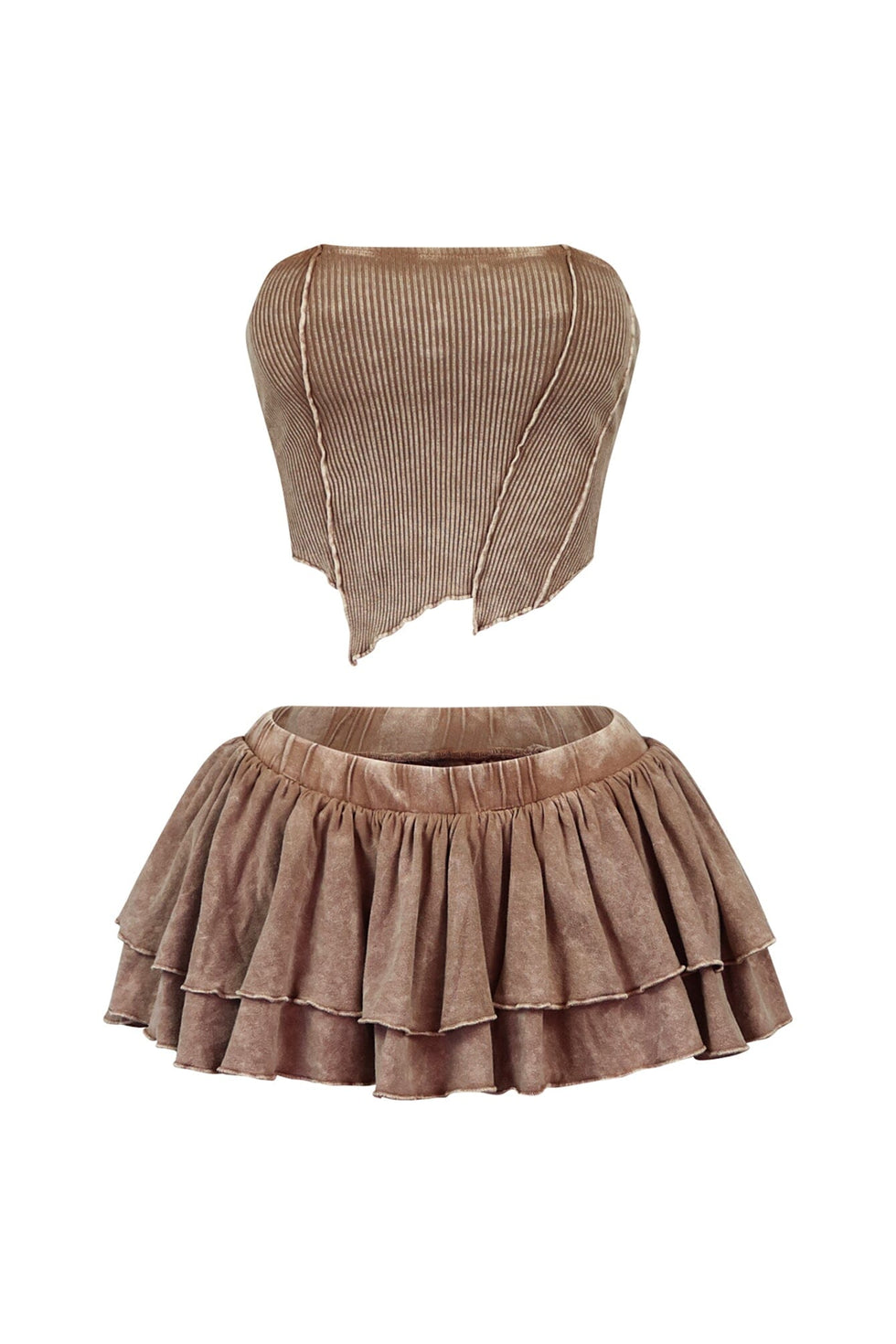 Tube Top Trim Detail Skirt Set main image 1