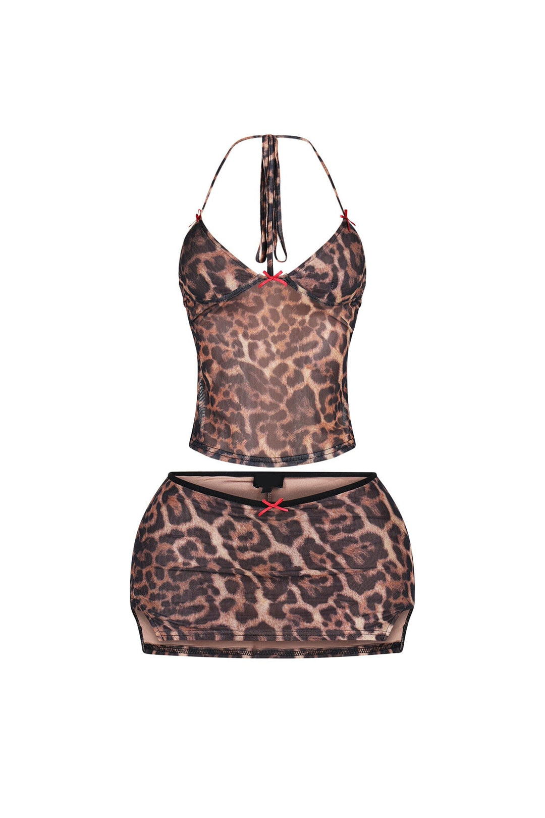 Desea Leopard Mesh Top &amp; Skirt SET