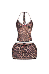 Desea Leopard Mesh Top &amp; Skirt SET