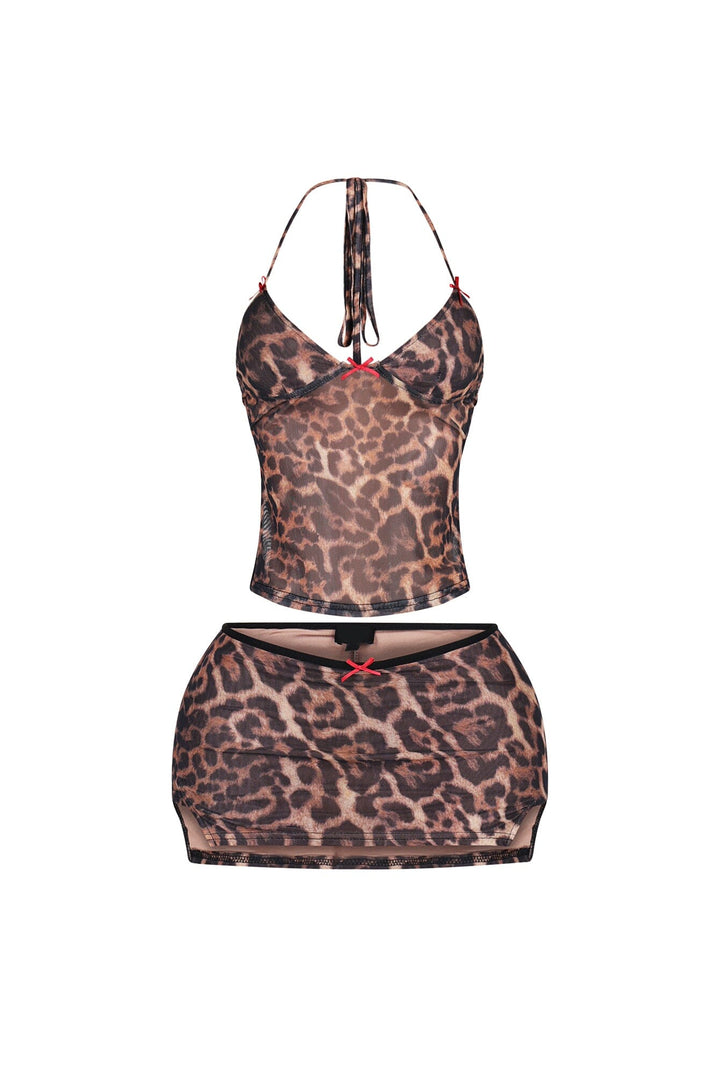 Desea Leopard Mesh Top &amp; Skirt SET