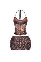 Desea Leopard Mesh Top &amp; Skirt SET