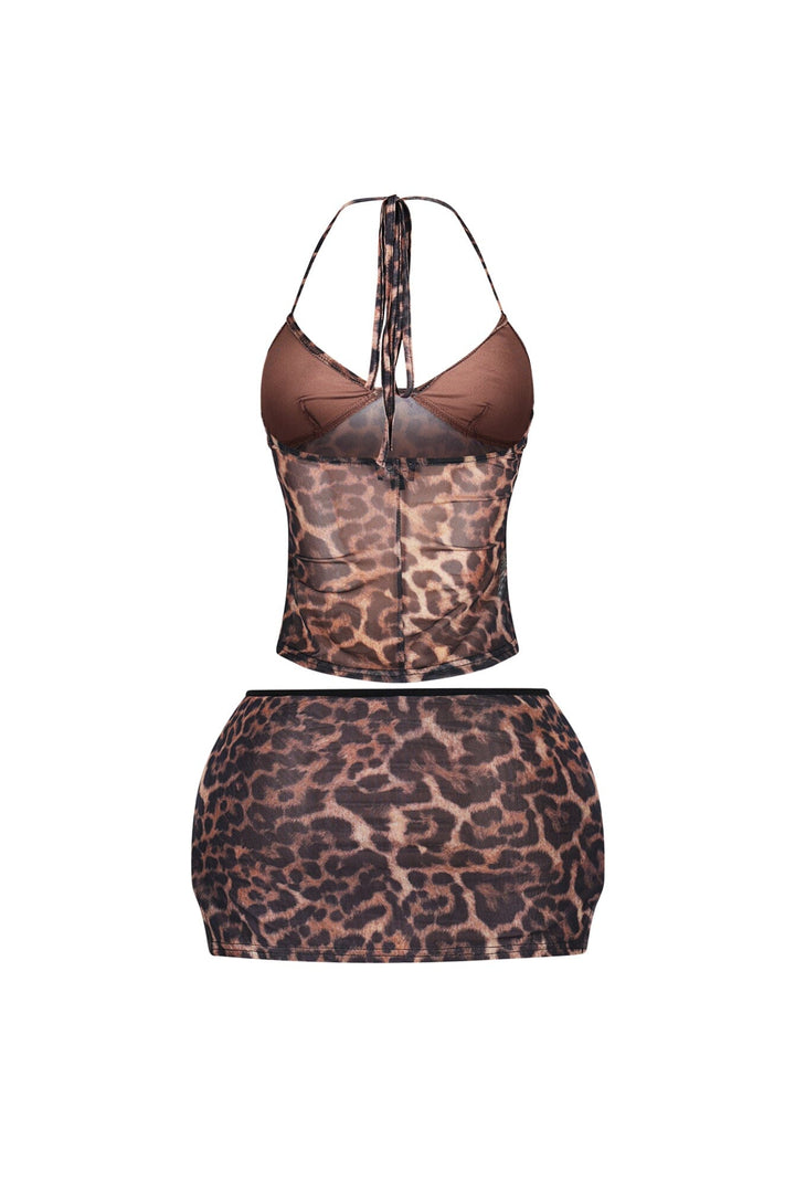 Desea Leopard Mesh Top &amp; Skirt SET