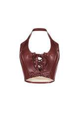 Off Roading Faux Leather Halter Top