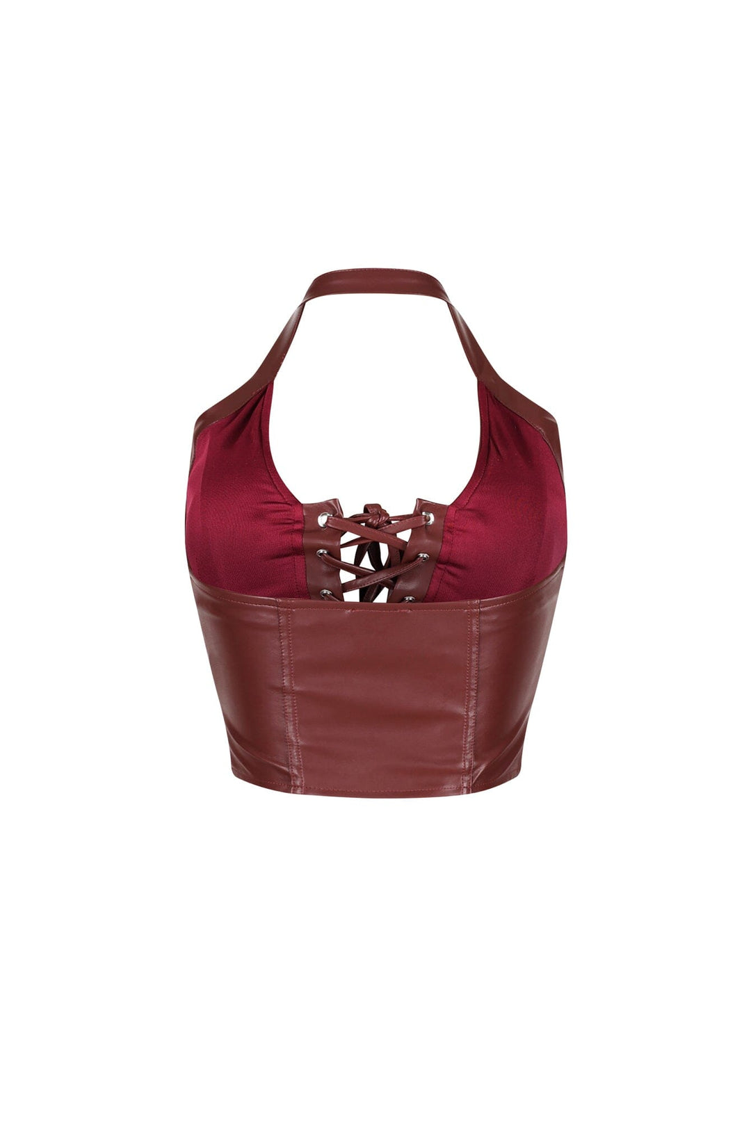 Off Roading Faux Leather Halter Top
