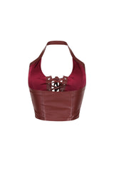Off Roading Faux Leather Halter Top