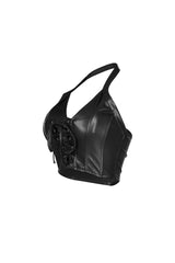 Off Roading Faux Leather Halter Top