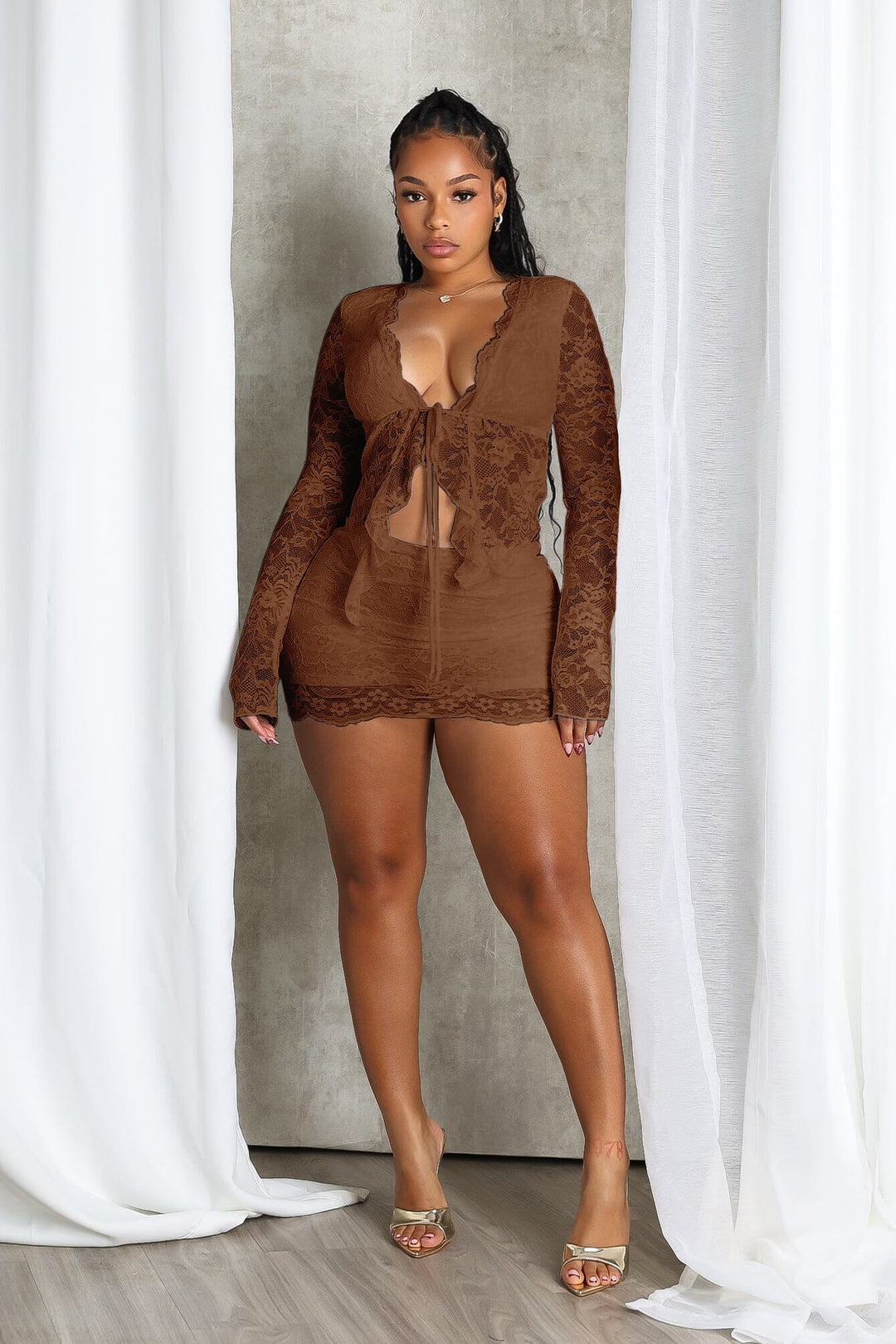 Elarose Lace Top &amp; Skirt SET