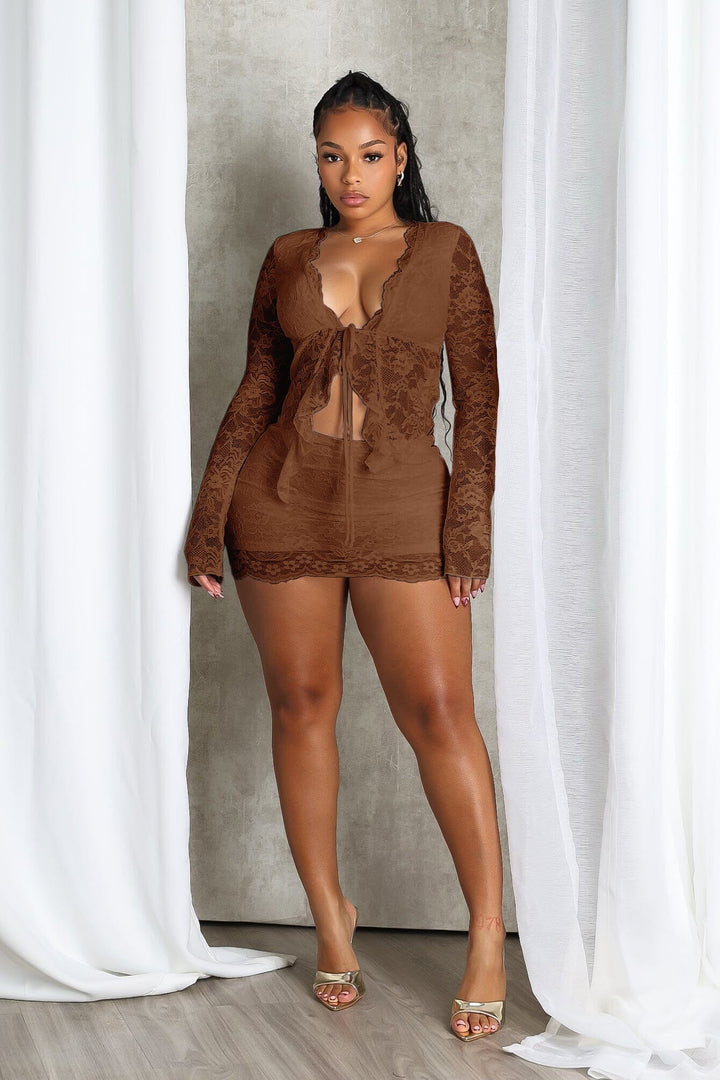 Elarose Lace Top &amp; Skirt SET