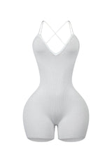 Marvin Double Straps Lace Up Knit Romper