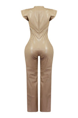Kaiya PU Button Down Jumpsuit