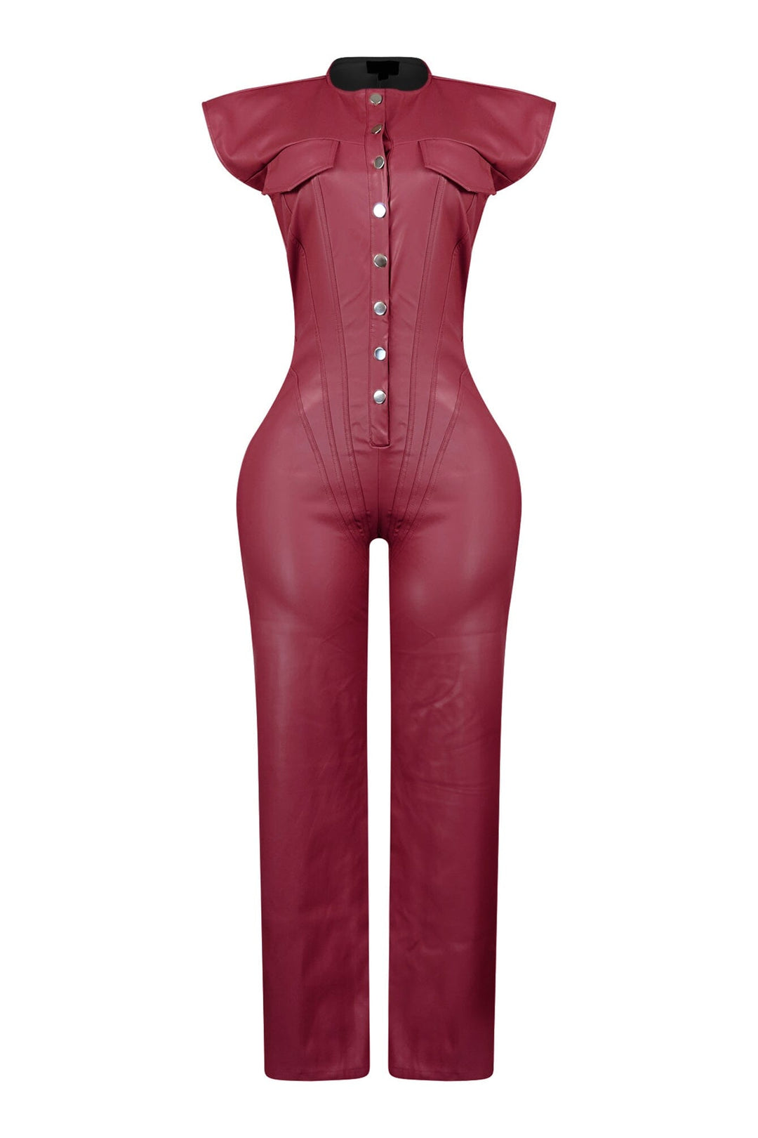 Kaiya PU Button Down Jumpsuit
