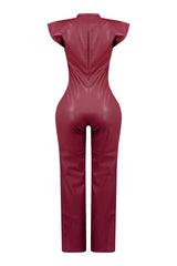 Kaiya PU Button Down Jumpsuit