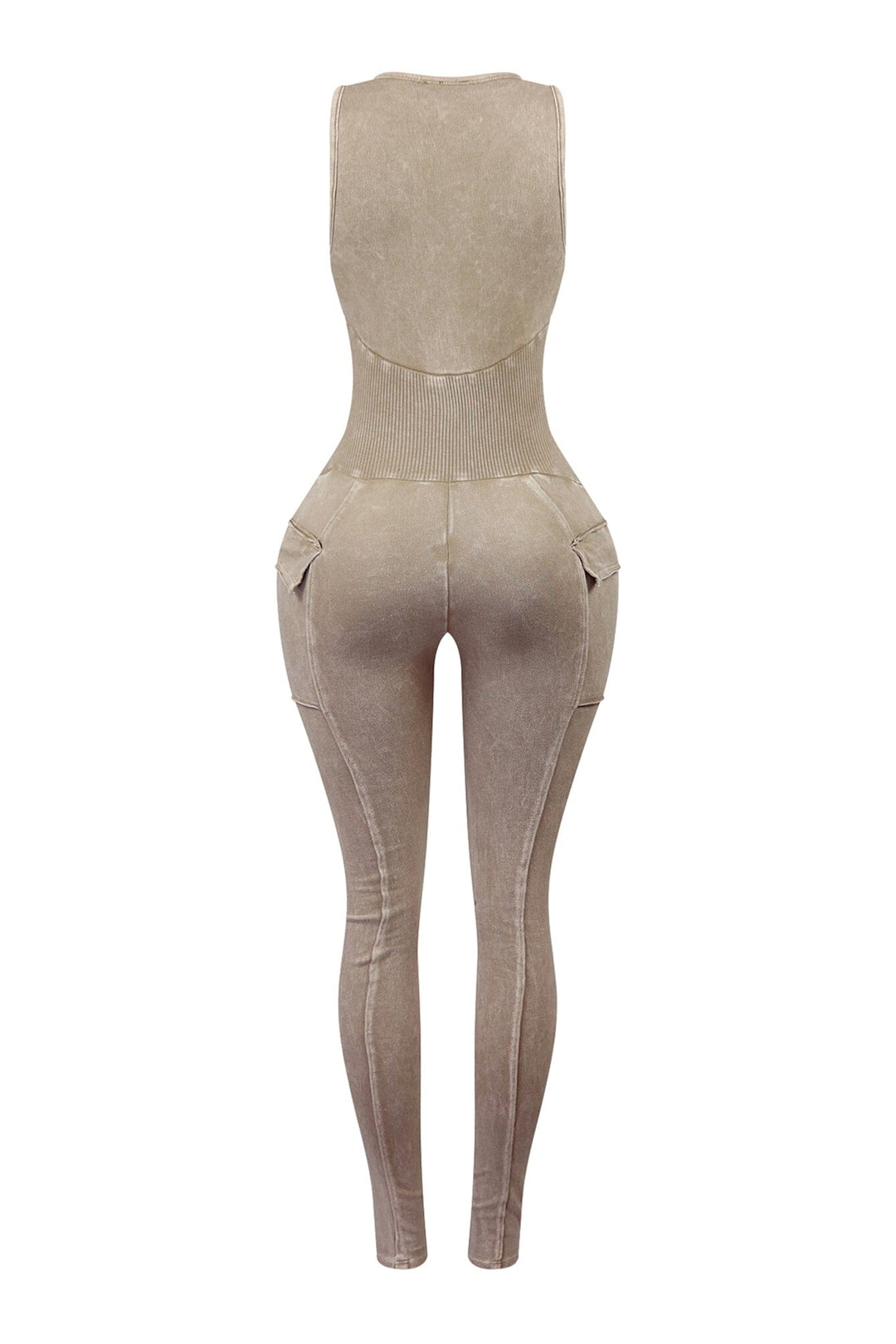 Nicole Mineral Washed Zip Up Sleeveless Jumpsuit