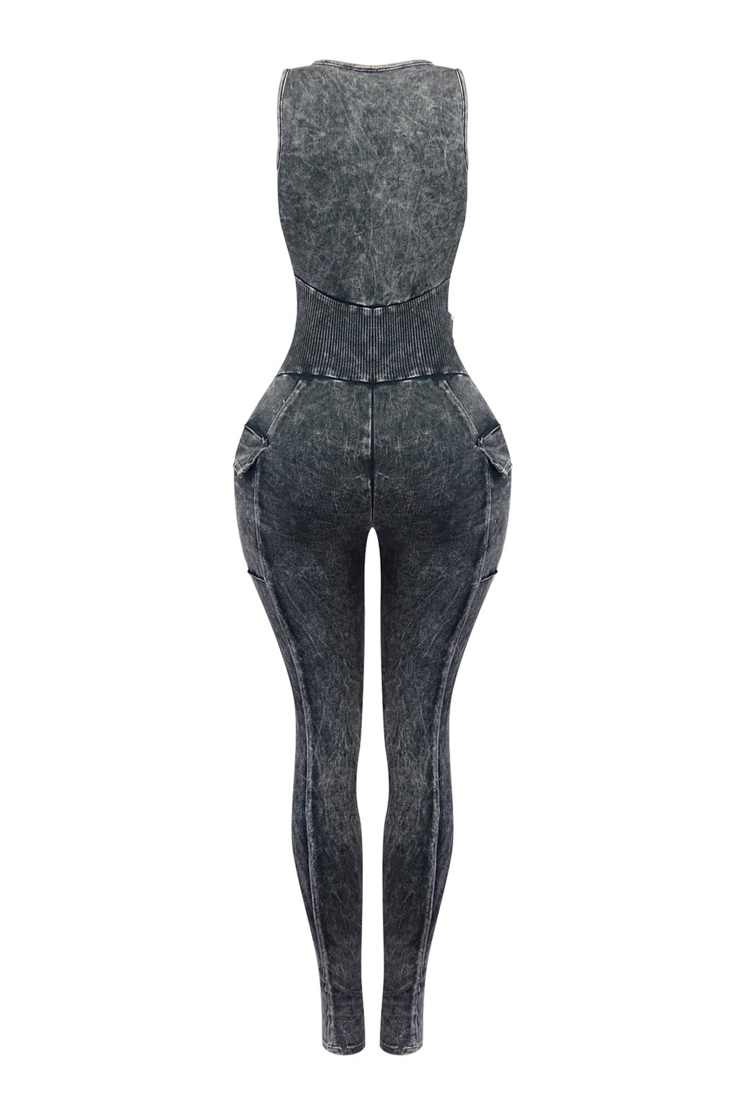 Nicole Mineral Washed Zip Up Sleeveless Jumpsuit