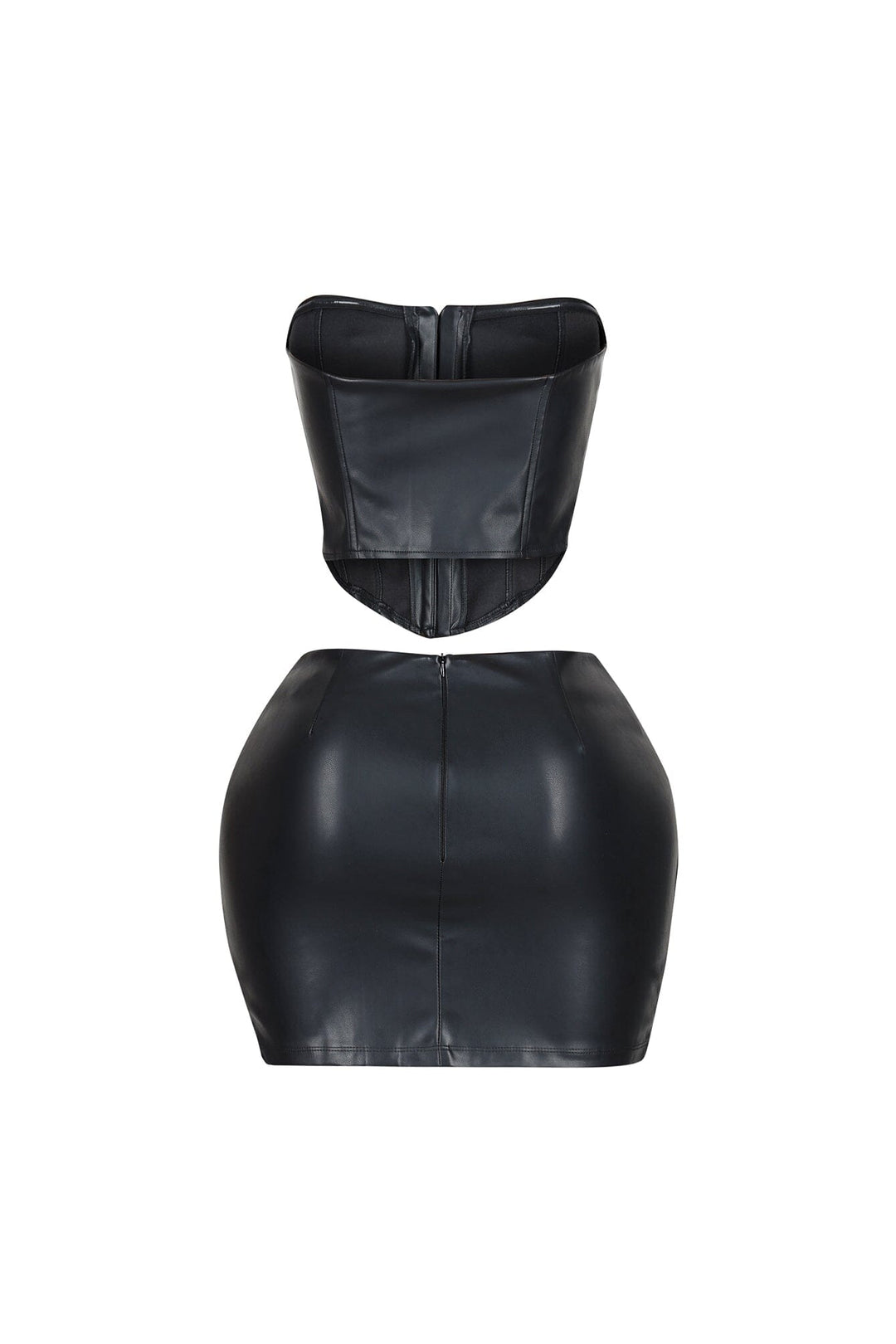 Baddie Style Leather Top &amp; Skirt SET