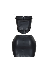 Baddie Style Leather Top &amp; Skirt SET