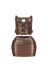 Nyssa Leather Grommets Top &amp; Skirt SET