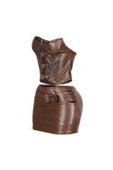 Nyssa Leather Grommets Top &amp; Skirt SET
