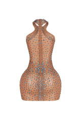 Cobalt Glint Rhinestone Mini Dress