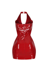Soho Glossy Halter Mini Dress