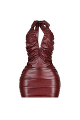 Houston Faux Leather Halter Dress