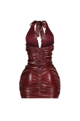 Houston Faux Leather Halter Dress
