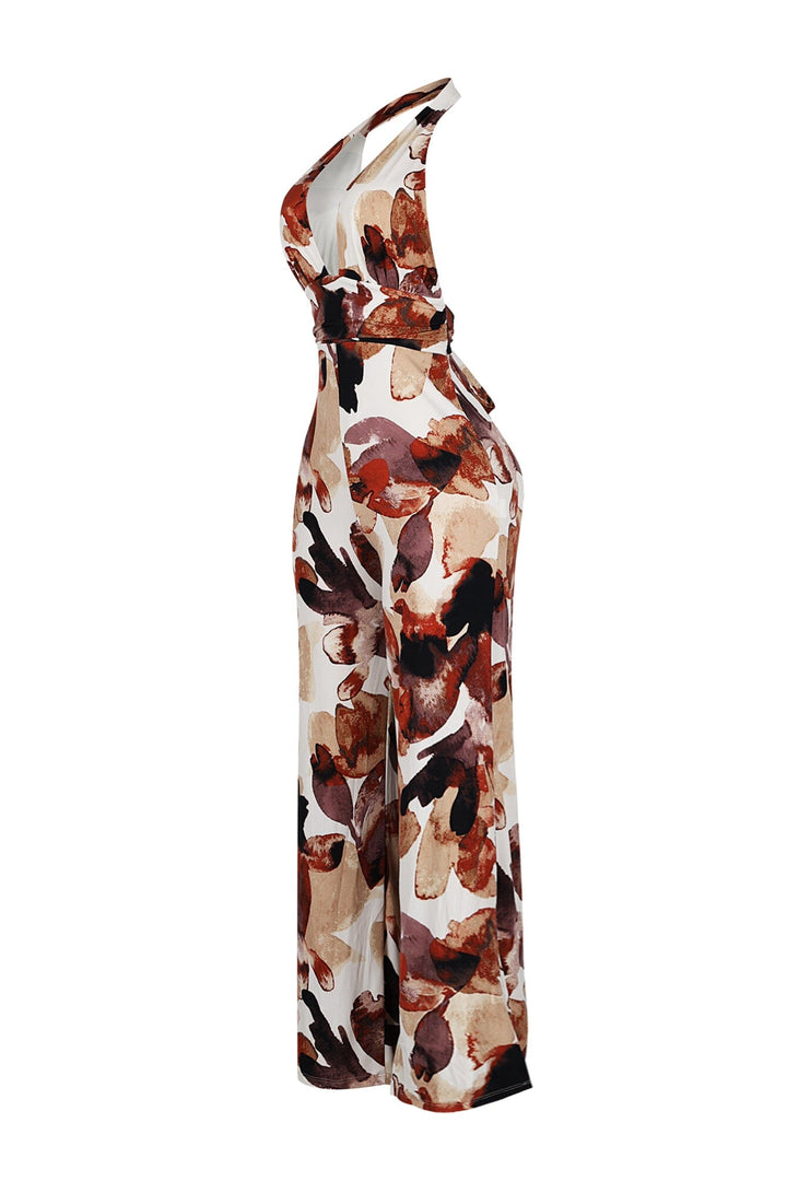 Crimson Leaf Halter Jumpsuit