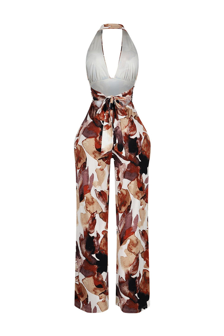 Crimson Leaf Halter Jumpsuit