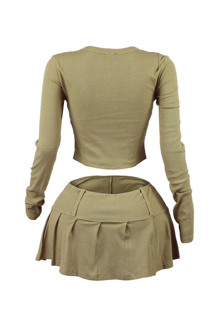 Cozy Moments Ribbed Cut Out Top &amp; Skort SET