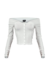 Kennedy Off Shoulder Button Down Top