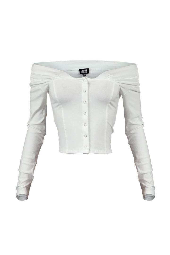 Kennedy Off Shoulder Button Down Top