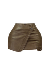 Samantha Faux Leather Wrap Skort