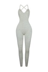 Archives Ribbed Open Back Jumpsuit