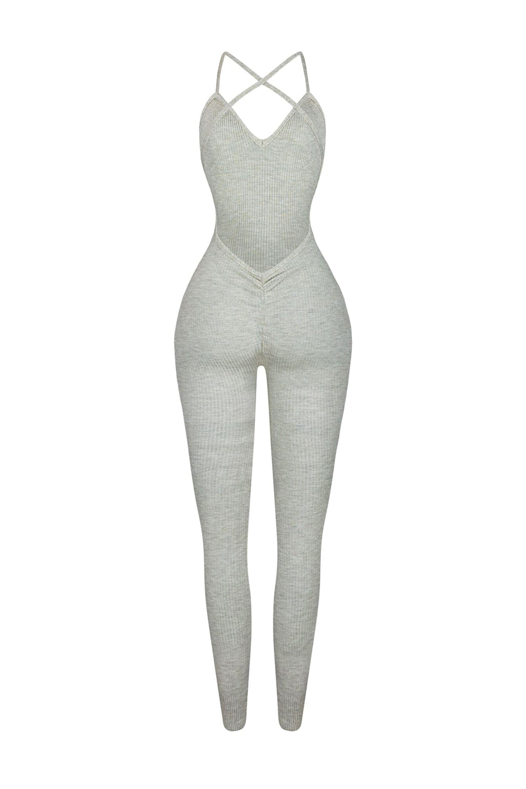 Archives Ribbed Open Back Jumpsuit
