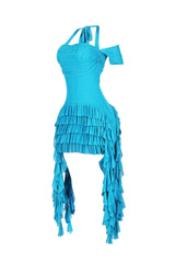 Ariadne Ruffle Train Mini Dress