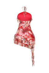 Rosefall Asymmetry Mini Dress