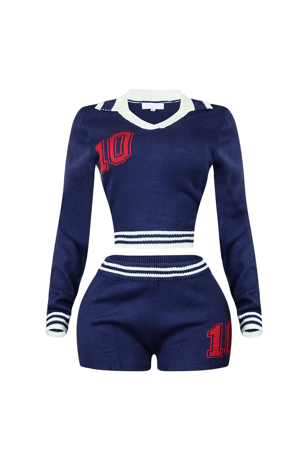 10 Out Of 10 Knit Collared Top &amp; Shorts SET